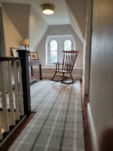 hallway, plaid carpet runner | Havertown Carpet